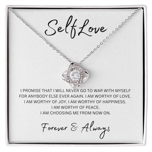 Self Love - I Am Choosing My Peace - Love Knot Necklace